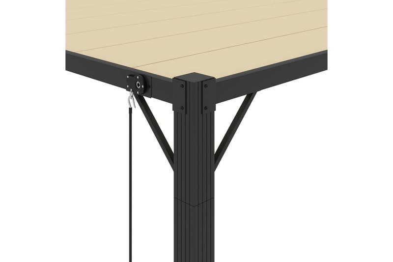 Paviljong med lamelltak 3x3 m gräddvit tyg och aluminium - Vit - Utemöbler - Solskydd - Paviljong - Komplett paviljong