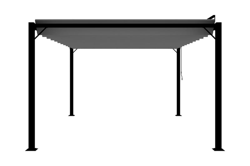 Paviljong med lamelltak 3x4 m antracit tyg och aluminium - Grå - Utemöbler - Solskydd - Paviljong - Komplett paviljong