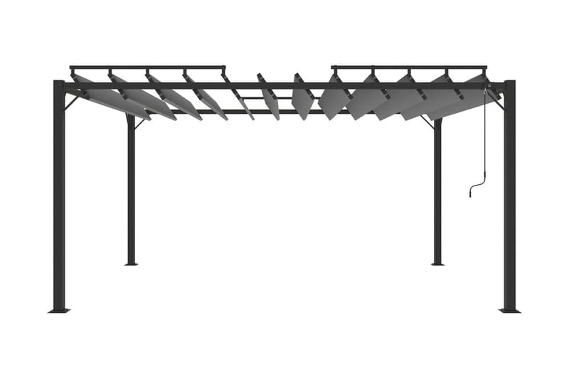 Paviljong med lamelltak 3x4 m antracit tyg och aluminium - Grå - Utemöbler - Solskydd - Paviljong - Komplett paviljong