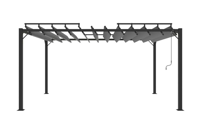 Paviljong med lamelltak 3x4 m antracit tyg och aluminium - Grå - Komplett paviljong