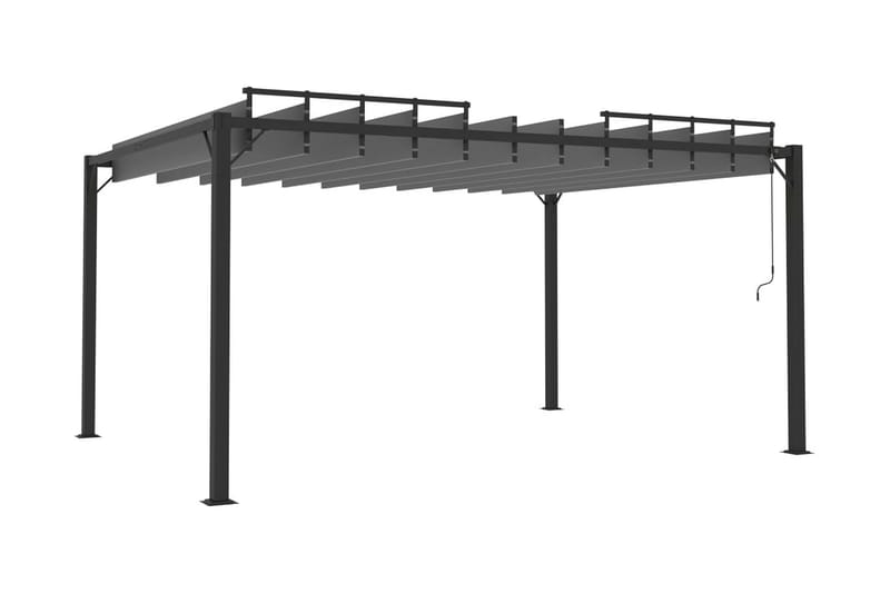 Paviljong med lamelltak 3x4 m antracit tyg och aluminium - Grå - Utemöbler - Solskydd - Paviljong - Komplett paviljong