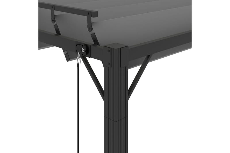 Paviljong med lamelltak 3x4 m antracit tyg och aluminium - Grå - Utemöbler - Solskydd - Paviljong - Komplett paviljong