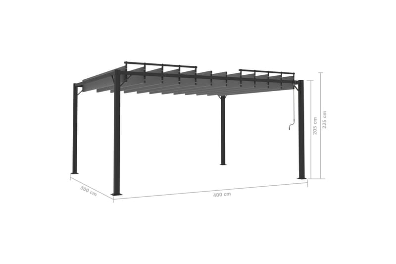 Paviljong med lamelltak 3x4 m antracit tyg och aluminium - Grå - Utemöbler - Solskydd - Paviljong - Komplett paviljong
