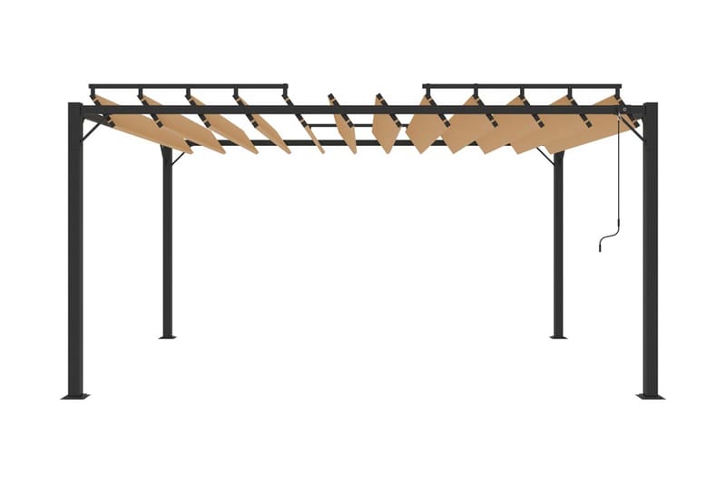 Paviljong med lamelltak 3x4 m taupe tyg och aluminium - Brun - Komplett paviljong