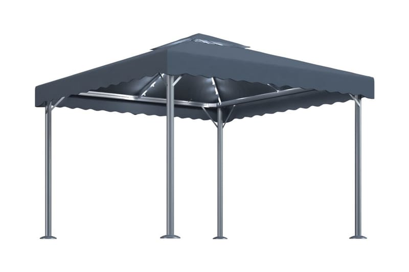 Paviljong med ljusslinga 300x300 cm antracit aluminium - Antracit - Utemöbler - Solskydd - Paviljong - Komplett paviljong