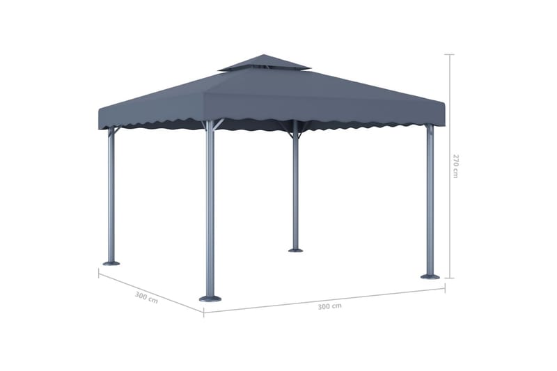 Paviljong med ljusslinga 300x300 cm antracit aluminium - Antracit - Utemöbler - Solskydd - Paviljong - Komplett paviljong