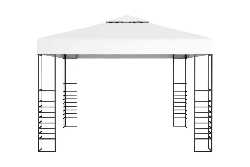 Paviljong med ljusslinga LED 3x3 m vit - Vit - Utemöbler - Solskydd - Paviljong - Komplett paviljong