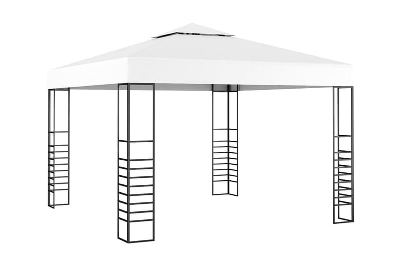 Paviljong med ljusslinga LED 3x3 m vit - Vit - Komplett paviljong