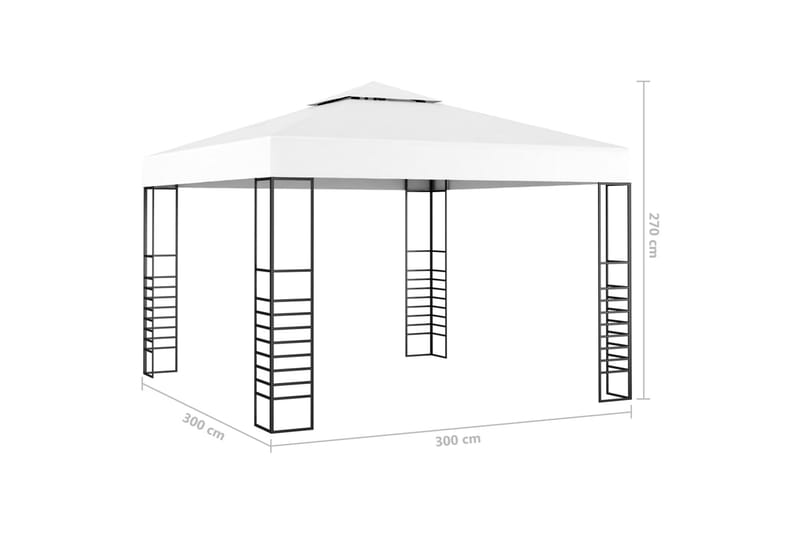 Paviljong med ljusslinga LED 3x3 m vit - Vit - Komplett paviljong