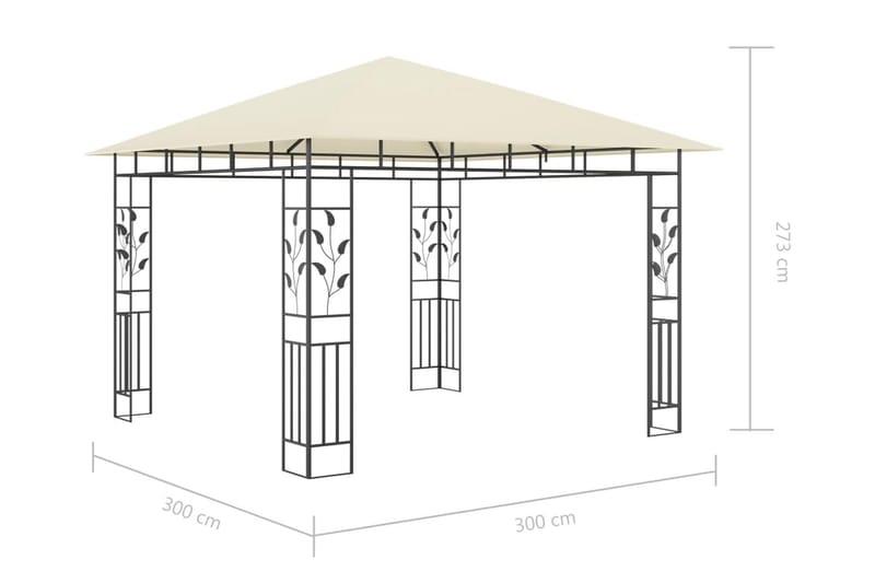 Paviljong med myggnät 3x3x2,73 m gräddvit 180 g/m² - Vit - Utemöbler - Solskydd - Paviljong - Komplett paviljong