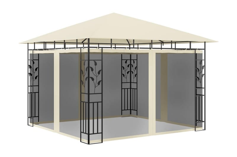 Paviljong med myggnät 3x3x2,73 m gräddvit 180 g/m² - Vit - Utemöbler - Solskydd - Paviljong - Komplett paviljong
