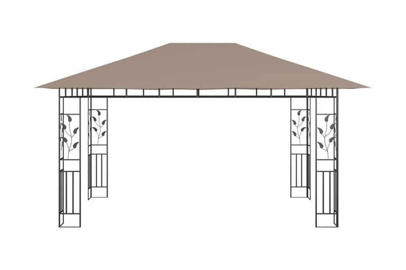 Paviljong med myggnät 4x3x2,73 m taupe 180 g/m² - Brun - Komplett paviljong