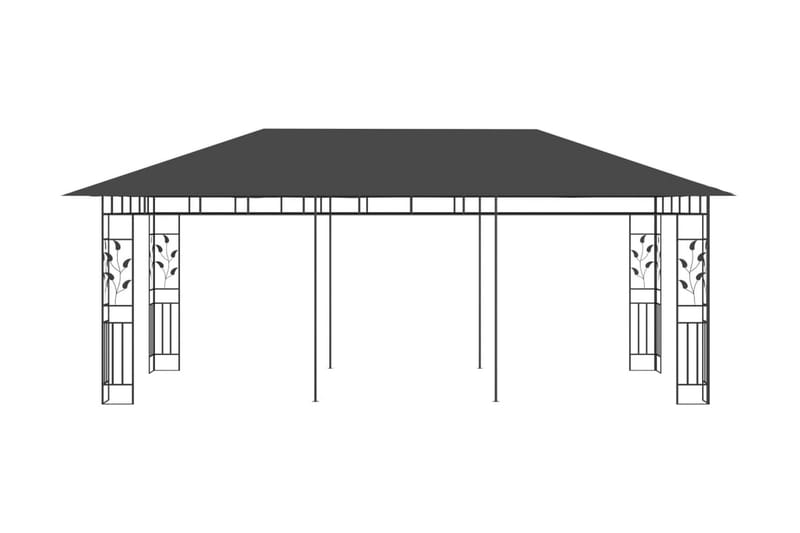 Paviljong med myggnät 6x3x2,73 m antracit - Grå - Komplett paviljong