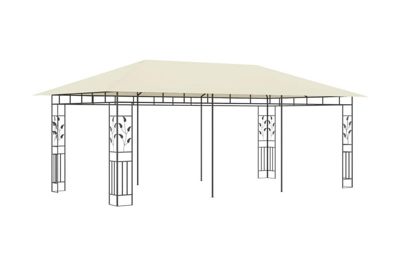 Paviljong med myggnät 6x3x2,73 m gräddvit - Vit - Utemöbler - Solskydd - Paviljong - Komplett paviljong