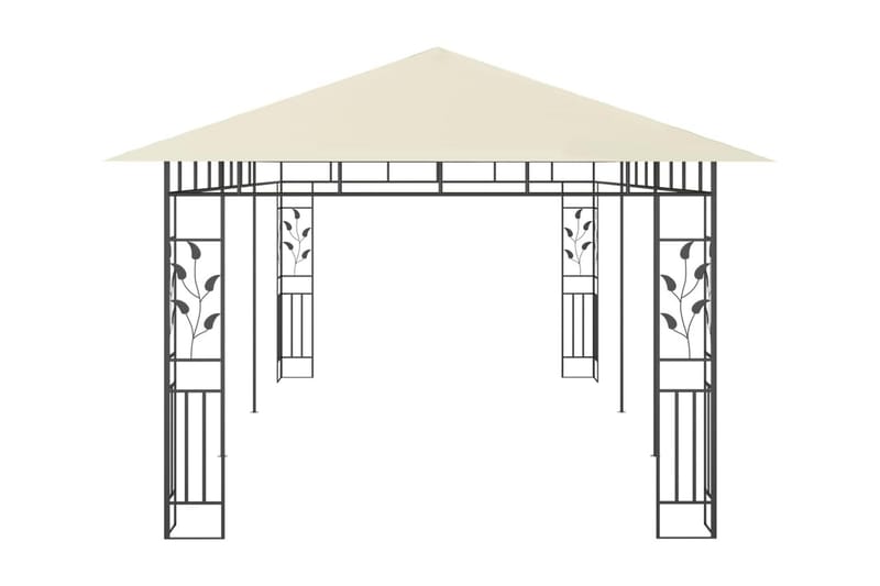 Paviljong med myggnät 6x3x2,73 m gräddvit - Vit - Komplett paviljong