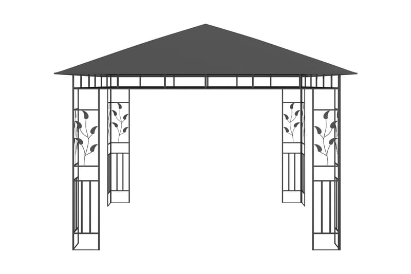 Paviljong med myggnät och ljusslinga LED 3x3x2,73m antracit - Grå - Komplett paviljong