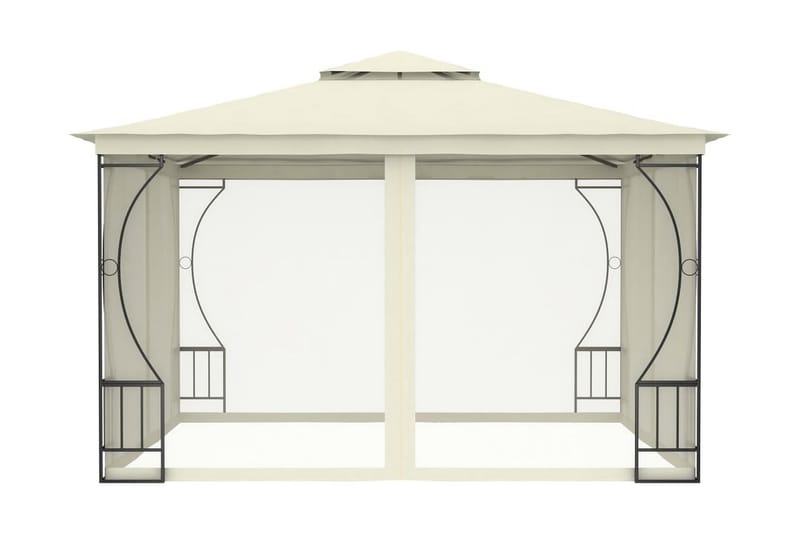 Paviljong med nät 300x300x265 cm gräddvit - Vit - Utemöbler - Solskydd - Paviljong - Komplett paviljong