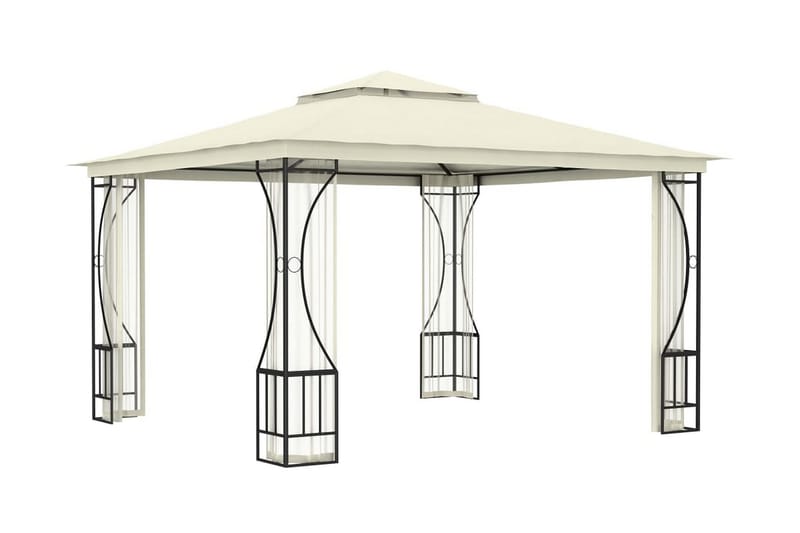 Paviljong med nät 300x300x265 cm gräddvit - Vit - Utemöbler - Solskydd - Paviljong - Komplett paviljong