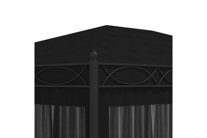 Paviljong med nätskärmar 3x4 m antracit stål - Antracit - Komplett paviljong