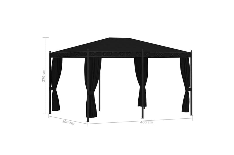Paviljong med nätskärmar 3x4 m antracit stål - Antracit - Utemöbler - Solskydd - Paviljong - Komplett paviljong