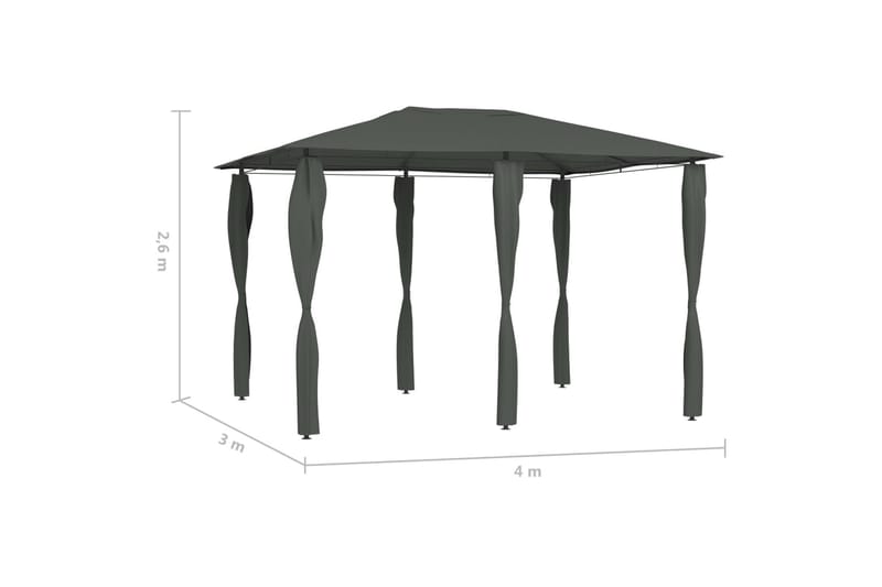 Paviljong med stolpar 3x4x2,6 m antracit 160 g/m² - Grå - Utemöbler - Solskydd - Paviljong - Komplett paviljong