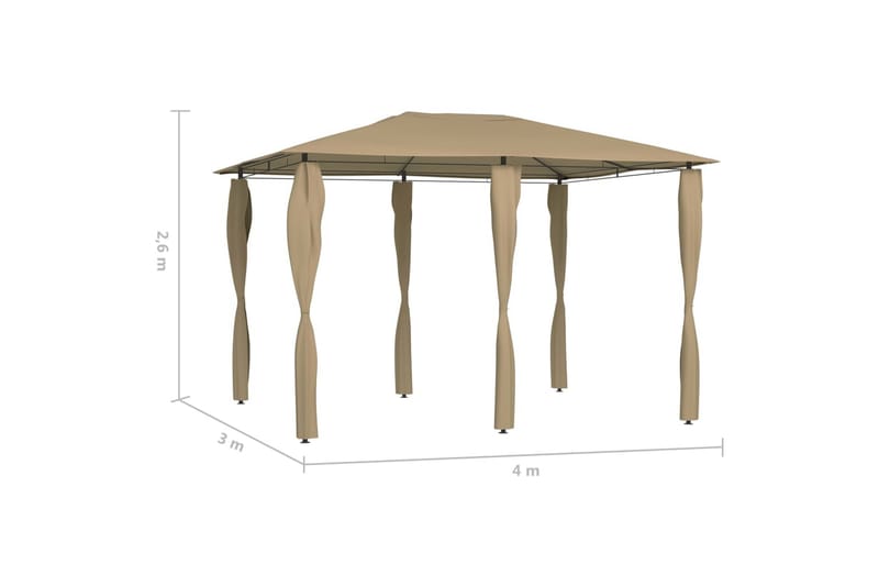 Paviljong med stolpar 3x4x2,6 m taupe 160 g/m² - Brun - Utemöbler - Solskydd - Paviljong - Komplett paviljong