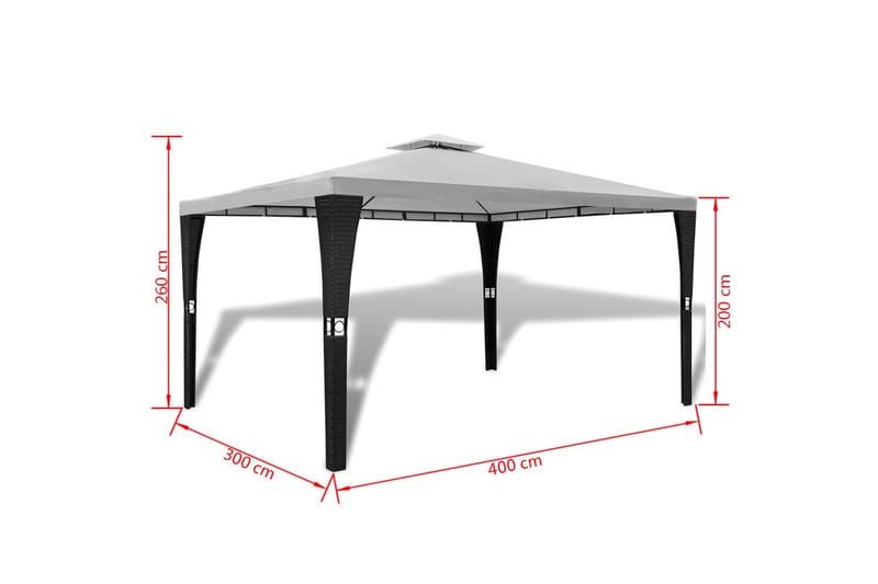 Paviljong med tak 3x4 m gräddvit - Vit - Utemöbler - Solskydd - Paviljong - Komplett paviljong