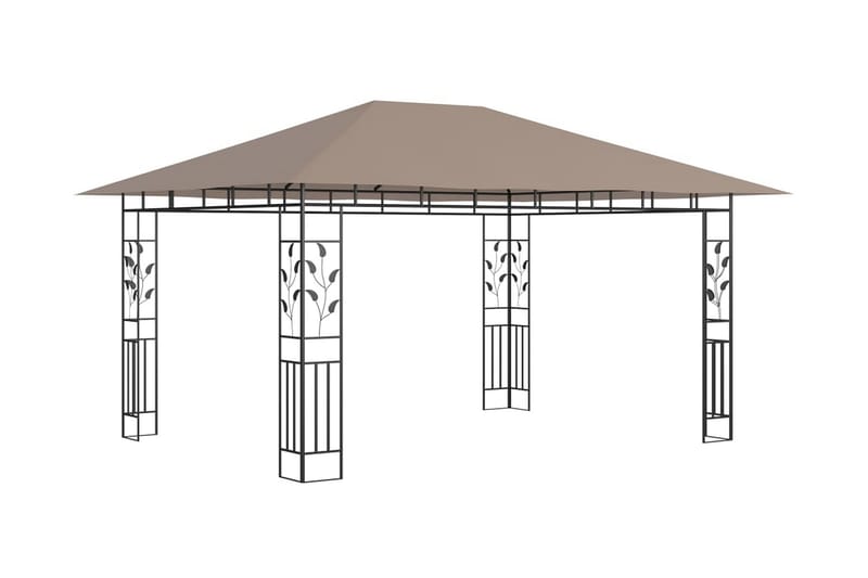Paviljong myggnät och ljusslinga LED 4x3x2,73 m taupe 180 g/ - Brun - Utemöbler - Solskydd - Paviljong - Komplett paviljong
