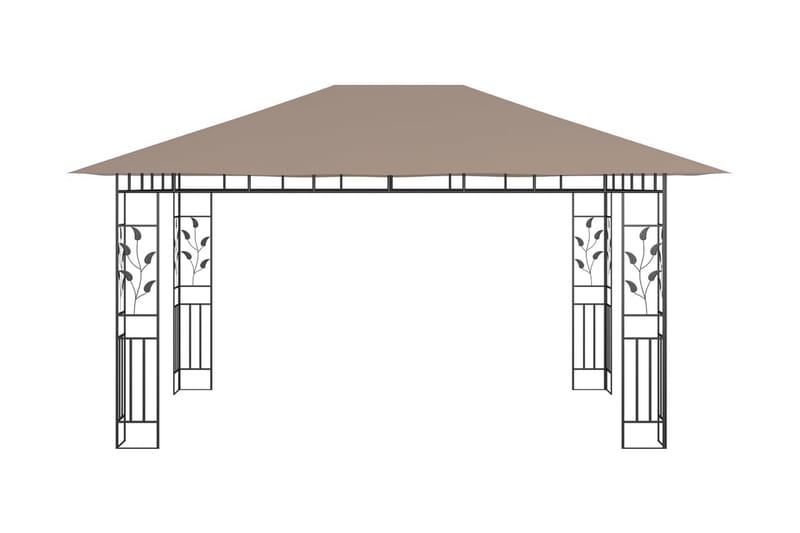 Paviljong myggnät och ljusslinga LED 4x3x2,73 m taupe 180 g/ - Brun - Utemöbler - Solskydd - Paviljong - Komplett paviljong