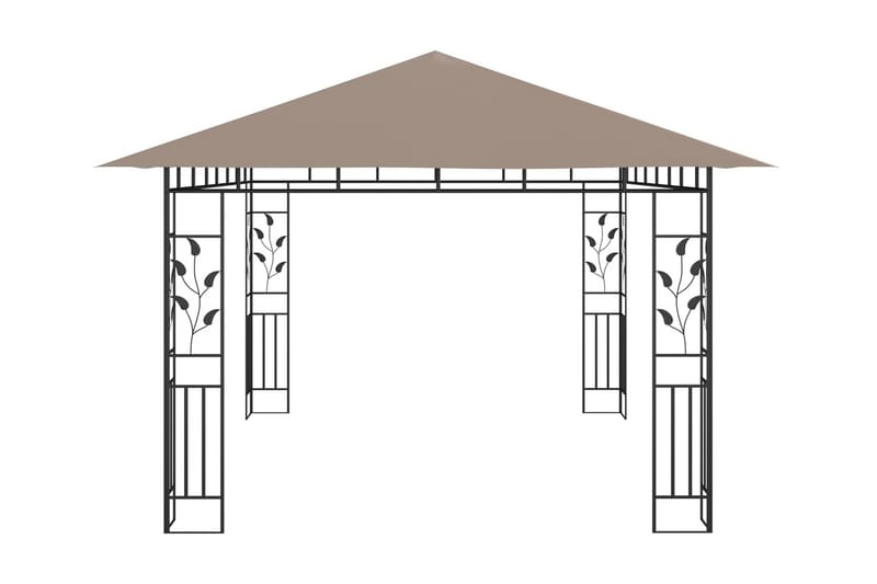 Paviljong myggnät och ljusslinga LED 4x3x2,73 m taupe 180 g/ - Brun - Utemöbler - Solskydd - Paviljong - Komplett paviljong