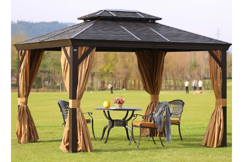 Sunsetia Paviljong 300x400x270 cm - Brun/Beige - Utemöbler - Solskydd - Paviljong - Komplett paviljong