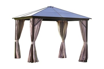Sunsetia Paviljong 300x300x267 cm Polykarbonattak - Brun/Beige - Utemöbler - Solskydd - Paviljong - Komplett paviljong