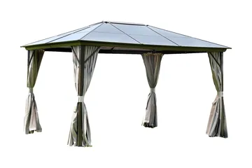 Sunsetia Paviljong 300x300x270 cm Polykarbonattak - Brun/Beige - Utemöbler - Solskydd - Paviljong - Komplett paviljong