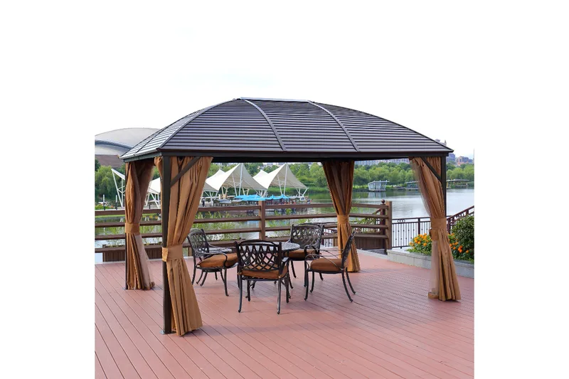 Sunsetia Paviljong 400x300x194 cm - Beige - Utemöbler - Solskydd - Paviljong - Komplett paviljong