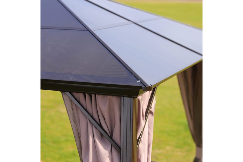 Sunsetia Paviljong 300x300x267 cm Polykarbonattak - Brun/Beige - Utemöbler - Solskydd - Paviljong - Komplett paviljong