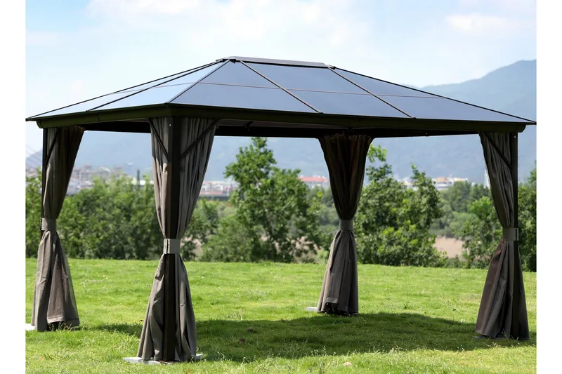 Sunsetia Paviljong 300x300x270 cm Polykarbonattak - Brun/Beige - Utemöbler - Solskydd - Paviljong - Komplett paviljong