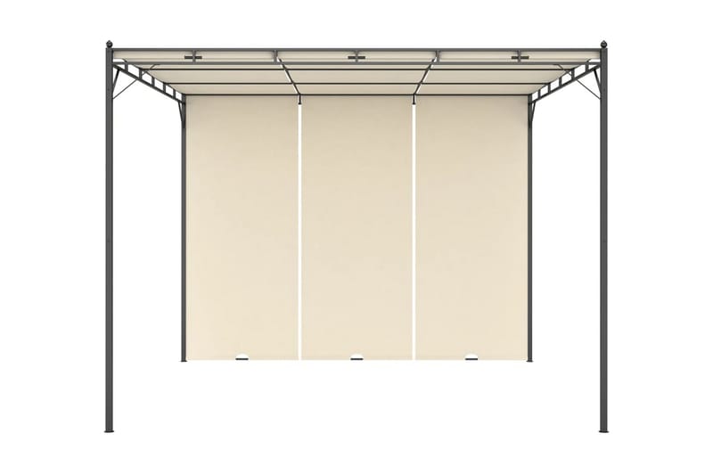Trädgårdspaviljong med draperier 3x3x2,25m gräddvit - Vit - Utemöbler - Solskydd - Paviljong - Komplett paviljong