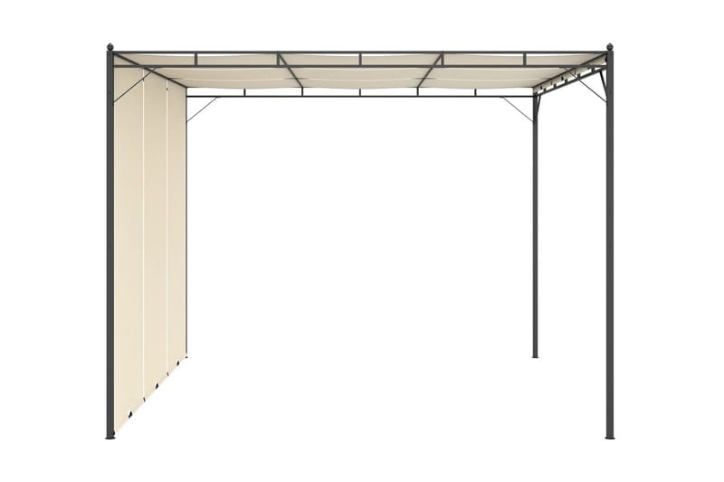 Trädgårdspaviljong med draperier 3x3x2,25m gräddvit - Vit - Utemöbler - Solskydd - Paviljong - Komplett paviljong