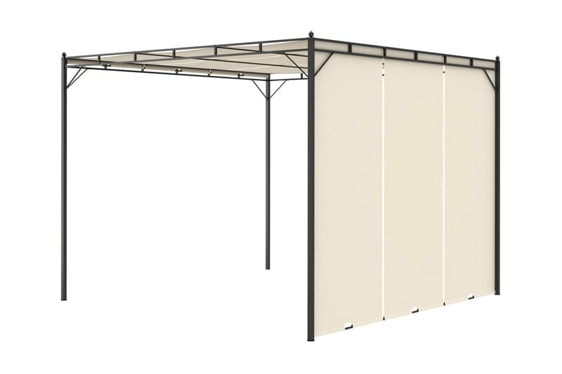 Trädgårdspaviljong med draperier 3x3x2,25m gräddvit - Vit - Utemöbler - Solskydd - Paviljong - Komplett paviljong