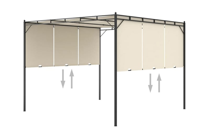 Trädgårdspaviljong med draperier 3x3x2,25m gräddvit - Vit - Utemöbler - Solskydd - Paviljong - Komplett paviljong