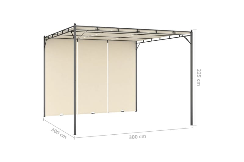 Trädgårdspaviljong med draperier 3x3x2,25m gräddvit - Vit - Utemöbler - Solskydd - Paviljong - Komplett paviljong