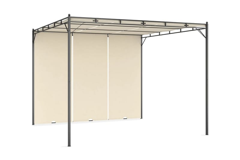 Trädgårdspaviljong med draperier 3x3x2,25m gräddvit - Vit - Utemöbler - Solskydd - Paviljong - Komplett paviljong
