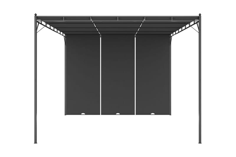 Trädgårdspaviljong med draperier 4x3x2,25 m antracit - Grå - Utemöbler - Solskydd - Paviljong - Komplett paviljong