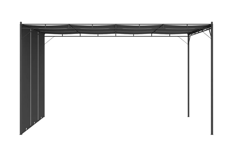 Trädgårdspaviljong med draperier 4x3x2,25 m antracit - Grå - Utemöbler - Solskydd - Paviljong - Komplett paviljong