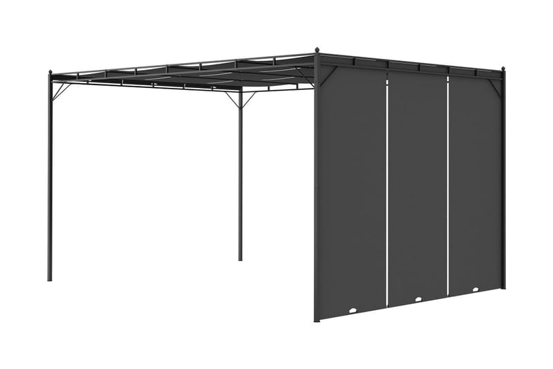 Trädgårdspaviljong med draperier 4x3x2,25 m antracit - Grå - Utemöbler - Solskydd - Paviljong - Komplett paviljong