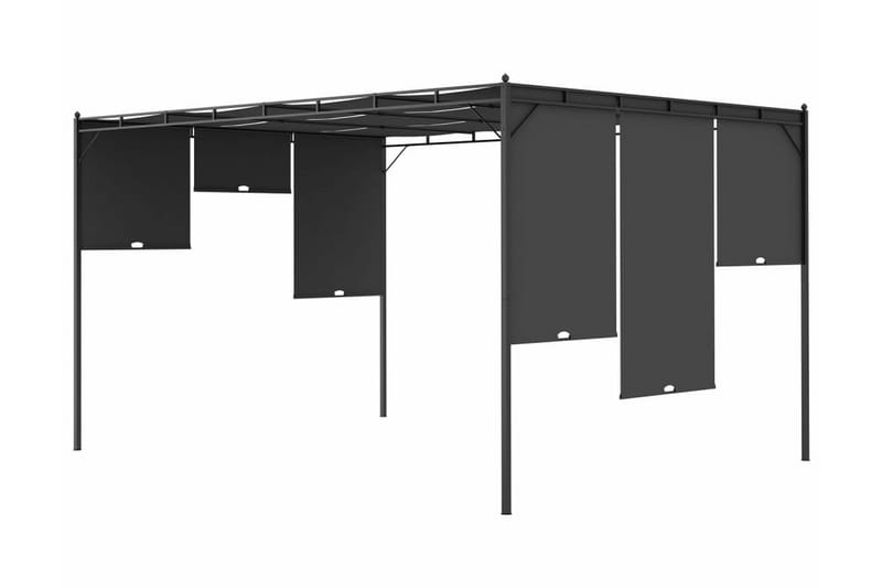 Trädgårdspaviljong med draperier 4x3x2,25 m antracit - Grå - Komplett paviljong