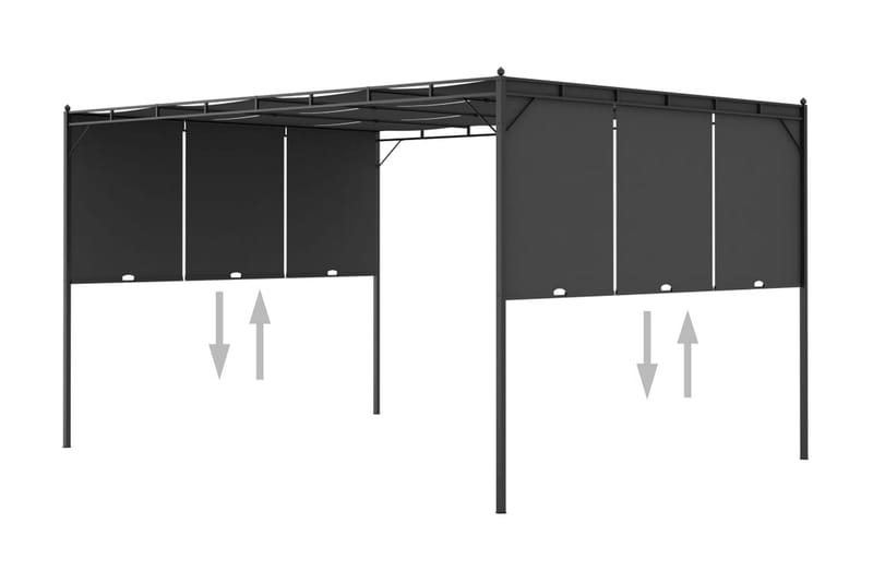 Trädgårdspaviljong med draperier 4x3x2,25 m antracit - Grå - Utemöbler - Solskydd - Paviljong - Komplett paviljong