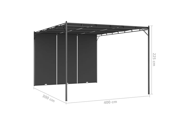 Trädgårdspaviljong med draperier 4x3x2,25 m antracit - Grå - Utemöbler - Solskydd - Paviljong - Komplett paviljong