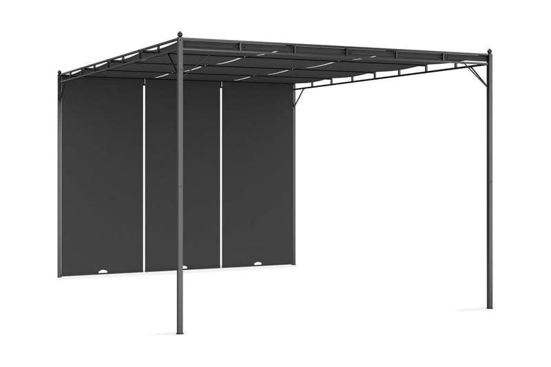 Trädgårdspaviljong med draperier 4x3x2,25 m antracit - Grå - Utemöbler - Solskydd - Paviljong - Komplett paviljong