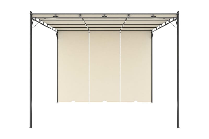 Trädgårdspaviljong med draperier 4x3x2,25 m gräddvit - Vit - Utemöbler - Solskydd - Paviljong - Komplett paviljong